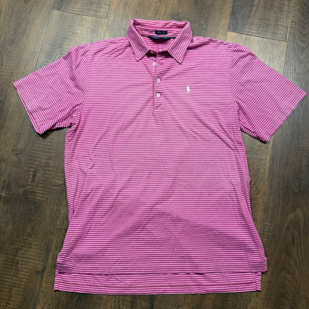 Vintage Y2K Polo Golf Ralph Lauren Vintage Links Men's L Pink Striped Polo